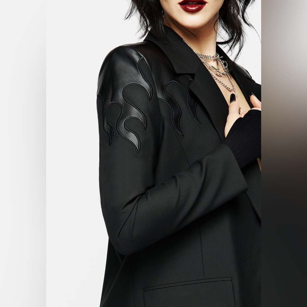 Disturbia Ignite Faux Leather Blazer Size UK 20 / US 16